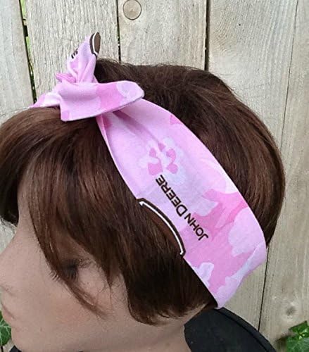 Wired Headband Dolly Bow Pink Camo and John Deere Print Wired Dolly bow Rockabilly Wire Scarf Headband Bohemian Rabbit Ears