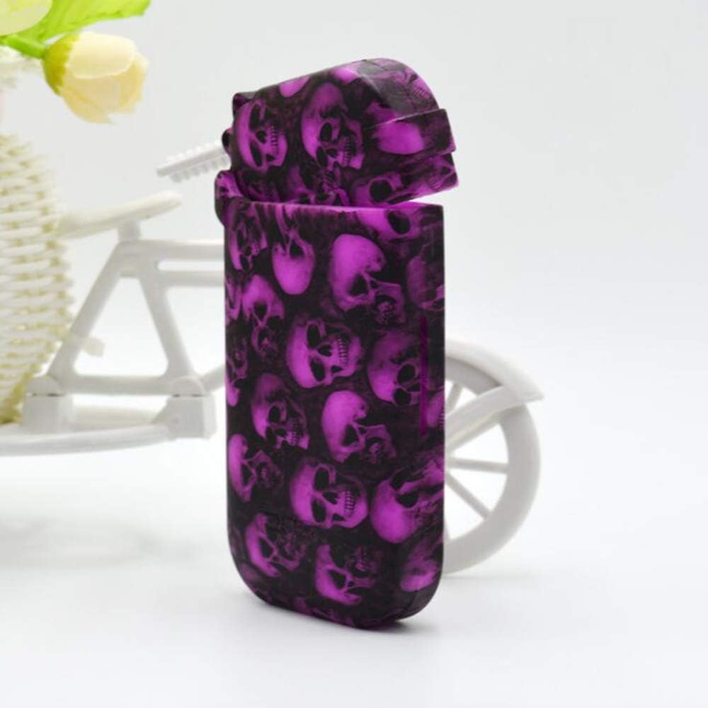 Sunday 7 Skull Pattern Portable Handy Soft Silicone dust-Proof Protection case for Iqos, Anti-Scratch Anti-Fall and Shock Absorption ，Gift 30 pcs Absorb Oil Gasket (Purple)