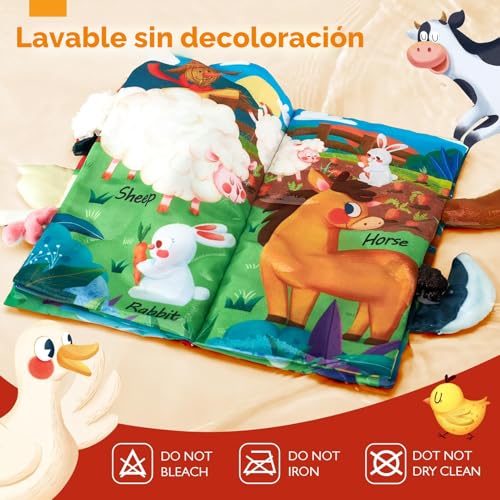 hahaland Baby Book Toys Babies 0 3 6 Months, Soft Fabric Book for Babies 6-12 Months, Animals Soft Sensory Activity Book for Newborn Babies