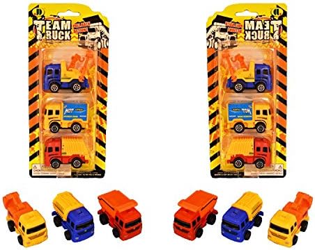 2 Pack Best Super Fun Sweet Novelty Plastic Friction Pull Dump Truck Toy Set Special Top Inexpensive Preschool Graduation Clearance Sale Under 10 Dollar for Little Young Boy Toddler Kid Children Child