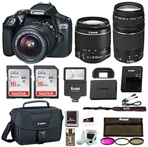 Canon Rebel T6 DSLR Camera w/18-55mm & 75-300mm Lenses Canon 100ES Bag, Flash, Filter kit+ 32GB Promotional Holiday Bundle