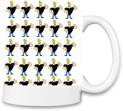 Johnny Bravo Pattern Unique Coffee Mug | 11Oz Ceramic Cup| The Best Way To Surprise Everyone On Your Special Day| Custom Mugs By Bang Bangin