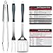 SANNO BBQ Grilling Tools Set Heavy Duty Extra Thick Stainless Steel Spatula, Fork, Tongs with Magnetic Meat Smoking and Temp Guide, Best for Barbecue & Grill (BBQ Tool Sets)
