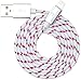 UberPower by NRGized Lightning to USB Cable [Apple MFi Certified] 3ft / 0.9m with Metal Connector Head and Braided Cable for iPhone 6 6Plus 5s 5c 5, iPad Air, Air mini, iPad, and iPod (White/Red)