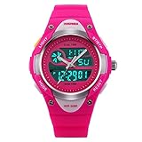 Children Watch Boys Girls Outdoor Sports Watch Digital Analog LED Quartz Watch Waterproof Sports Wrist Watch Pink