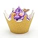 UNIQLED Pack of 50 Crown Vine Lace Cut Bake Cake Paper Cups Liner Cupcake Wrappers Muffin Holder Case Baking Cup for Wedding Birthday Party Baby Girl Shower Decoration (Glitter Gold)