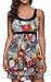 crazycatz Womens Layered One Piece Swimdress Printed Swimsuit