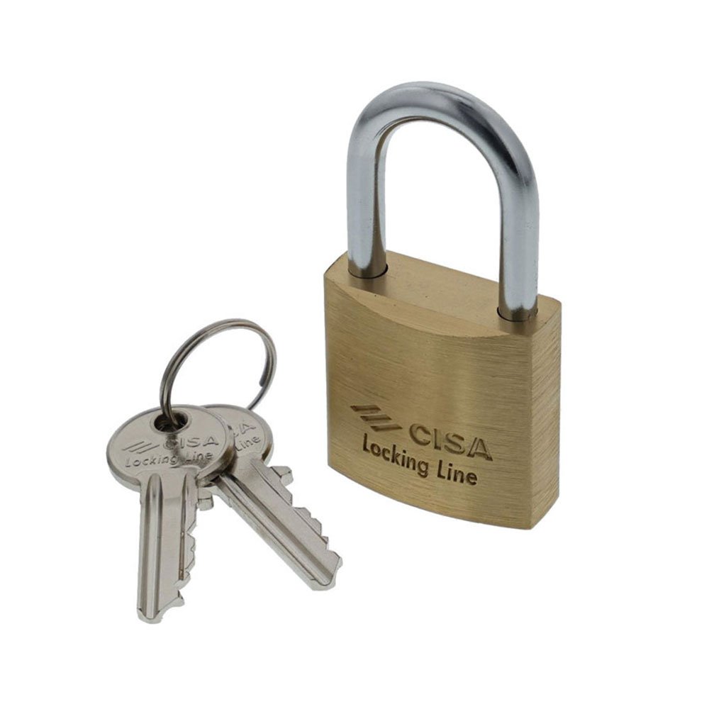 CISA Locking Line, Long Shackle Brass Padlock, Gold, 21011300