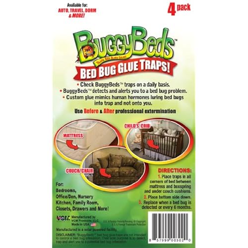Bed Bug Trap - BuggyBeds Home Glue Traps (4 Pack) - Detect Before Infestation Patio, Lawn & Garden, Pest Control, Traps