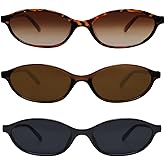 GUVIVI Retro Oval Sunglasses for Women Chic Cat Eye 90s Sunnies Lightweight Narrow Shades Trendy UV protection Sun Glasses