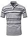 Style by William Casual Striped Short Sleeves Three-Button Polo T-Shirt Heather Grey L