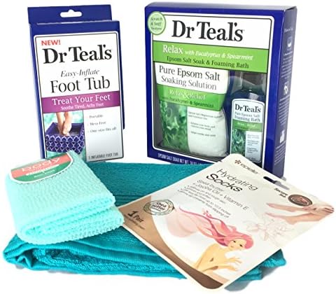 Ultimate Pampered Feet Bath Gift Set With Dr Teal's and More (5-Item Bundle)