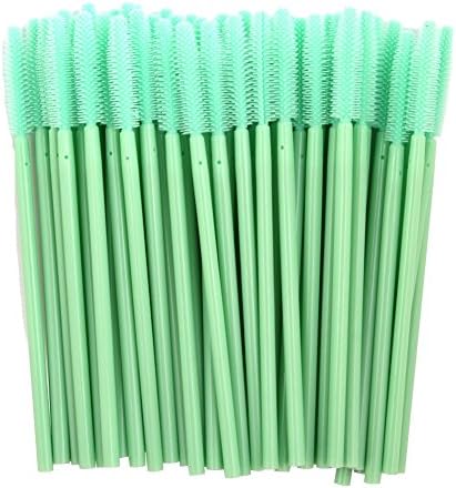 CENFRY Disposable Silicone Eyelash Brush Mascara Wands Eye Applicator Makeup Kits Tower Shape (100pcs, green)