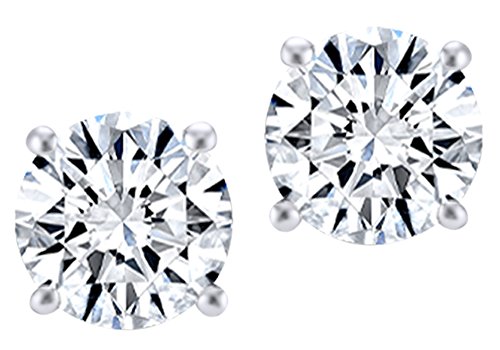 0.04CTTW Very Small Round Natural Diamond Stud (IGI Certified 0.70 ct & up) Plus Quality Screw Back Earrings in 14k Solid White Gold, 0.04 Ctw - 2.00 Ctw)