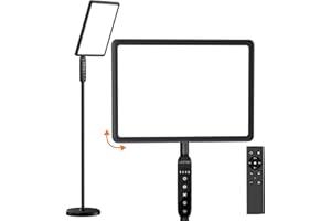 LASTAR Light Therapy Lamp, 12000LUX Therapy Light Full Spectrum Sun Lamp,Remote Control/4 Color Temperature/5 Brightness/4 Timer/3 Height Floor Sunlight Therapy Lamp