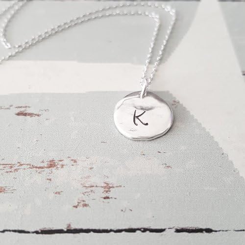 Personalized Sterling Silver Disc Letter "K" Initial Necklace