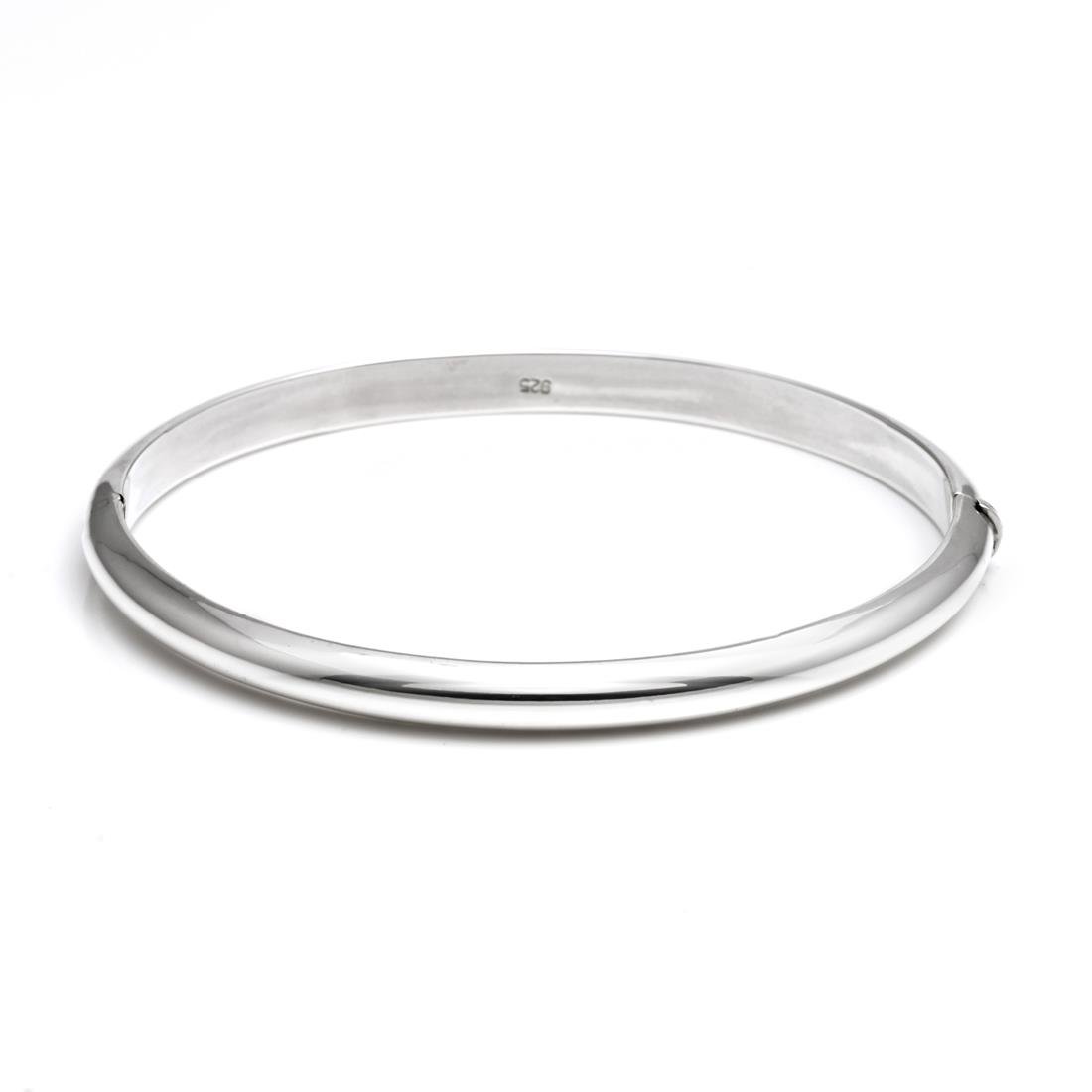 Silverly 5.3mm Hinged Sterling Silver Bangle - Classic Polished 925 Silver Bracelet - Round Tube Stackable Bangles for Women - Mum Auntie Birthday Gifts - Bracelets for Daughter