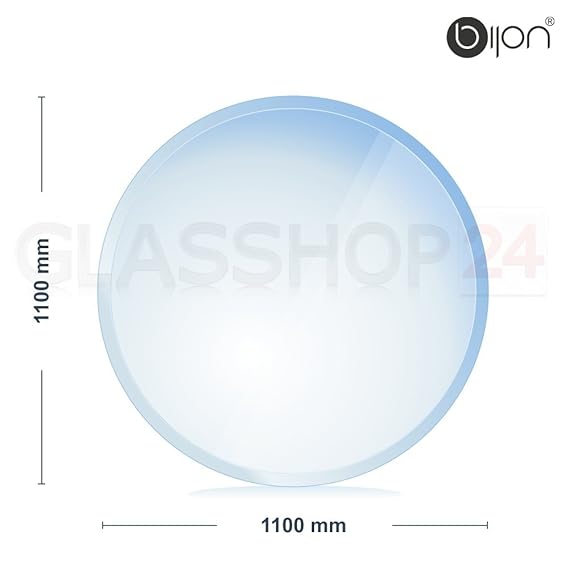 6mm Kamin Glasbodenplatte - Kreis 1100 x 1100mm - 18mm Facette // kostenloser Versand