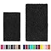 LuxUrux Black Bathroom Rug Set–Extra-Soft Plush Bath mat Shower Bathroom Rugs,1'' Chenille Microfiber Material, Super Absorbent (30 X 20'' + 23 x 15'', Black)