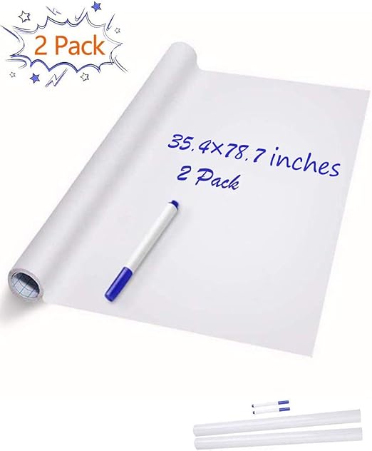 White Board Contact Paper Roll ，2 Rolls 35.4x78.7 in