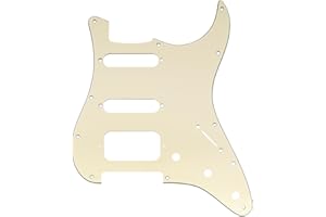 Musiclily Pro 11-Hole Round Corner HSS Strat Guitar Pickguard for Uncovered Humbucker Strat Style Electric Guitar, 3Ply Cream