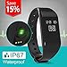 （UPGRADE）Waterproof Bluetooth Smart Wristband Heart Rate Monitor Fitness Tracker Wristband for Android and IOS Smart Phone, Calorie and Step Counter, Call Notification for Android iOS.