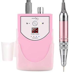Portable Electric Nail Drill Machine - Glynee 30000RPM Rechargeable Professional E File Nail Drill Kit For Acrylic Gel Nails Manicure Pedicure Grinding Polishing Removing in Salon Home DIY Use (Pink)