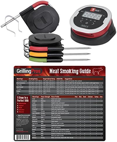 GrillingPros Weber iGrill2 Complete Master Kit with 3 Pro Meat Probes, 1 Ambient Pro Probe and Meat Smoking Guide Magnet