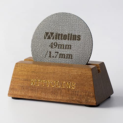 Coffee Espresso Puck Screen 49mm with Stand, Reusable 316L Stainless Steel 1.7 mm Thickness Espresso Portafilter Screen Machine Accessories