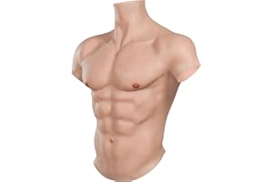 KUMIHO Silicone Muscle Suit Realistic Male Chest Plate High Collar Premium Fake Abs Chest for Cosplay Halloween Transgender