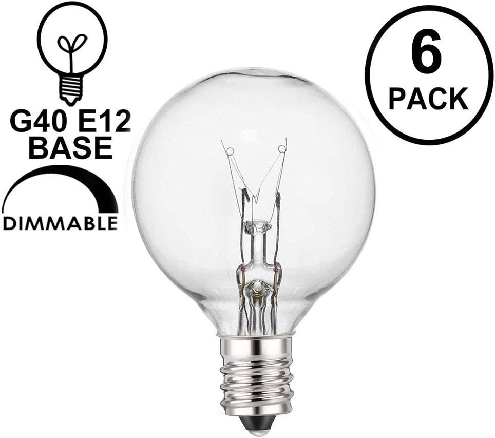 Upook 6 Pack G40 Globe Light Bulbs C7/E12 Base Indoor & Outdoor Use 5