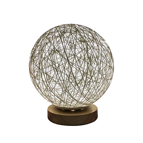 Amaping 3D Creative Fascinating Rattan Ball Bedside Lamp LED Light for Bedroom Desk Display USB Charging Night Light with 20cm Adjust Pedestal (Vine Twist Color A)