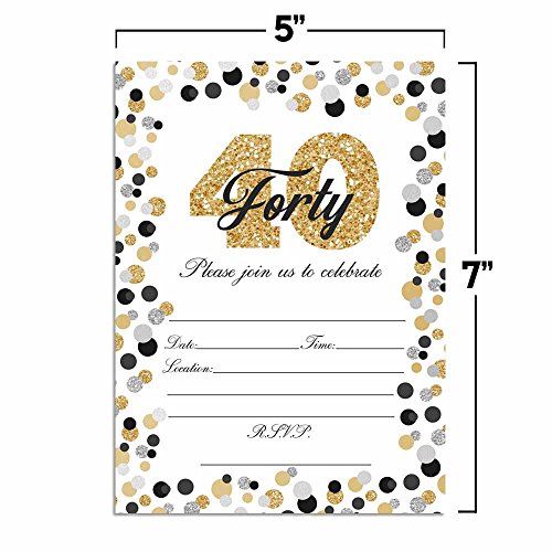 Confetti-Polka-Dot-40th-Birthday-Party-Invitations-20-5x7-Fill-In-Cards-with-Twenty-White-Envelopes-by-AmandaCreation