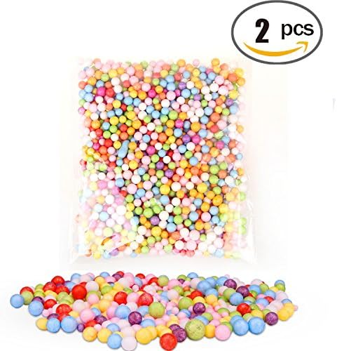 Pack of 2 Mini Styrofoam Foam Balls 0.1 - 0.14 inch DIY Craft Colorful Foam Particles Household School Arts Crafts Supplies Fits For Stick to Slime Great for DIY Wedding &amp; Party Decoration