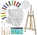 26-Piece Kids Canvas Painting Set - Arts and Crafts Easel Supplies Kit - Includes Wood Art Easel, Kid Canvases, Acrylic Paint, Kid Paint Brushes, Palette and More! Ages 5 and Up, by FyneArt