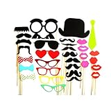 Sannysis 32PC DIY Photo Booth Props Moustaches On A Stick Wedding Party Christmas