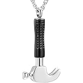 shajwo Wrench Urn Necklace for Ashes for Women Men Human Ashes Stainless Steel Hammer Cremation Jewelry for Ashes Pendant