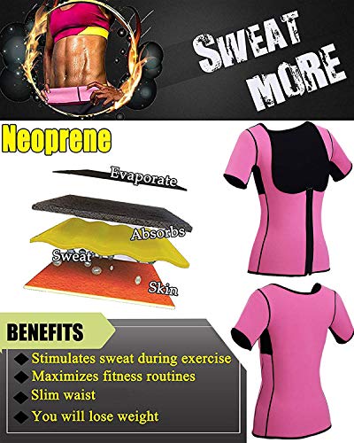 Optlove Women's Neoprene Sauna Shirt Sweat Vest Hot Thermal Gym Tank Corset Suit Exercise Fitness Top Body Shaper with Sleeves Weight Loss - Thumbnail 6