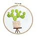 Unime Full Range of Embroidery Starter Kit with Partten, Cross Stitch Kit Including Embroidery Cloth with Color Pattern, Bamboo Embroidery Hoop, Color Threads, and Tools Kit (Light Cactus)