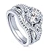 BERRICLE Sterling Silver 3-Stone Wedding Engagement Rings Round Cubic Zirconia CZ Ring Set for Women, Rhodium Plated Size 4-10