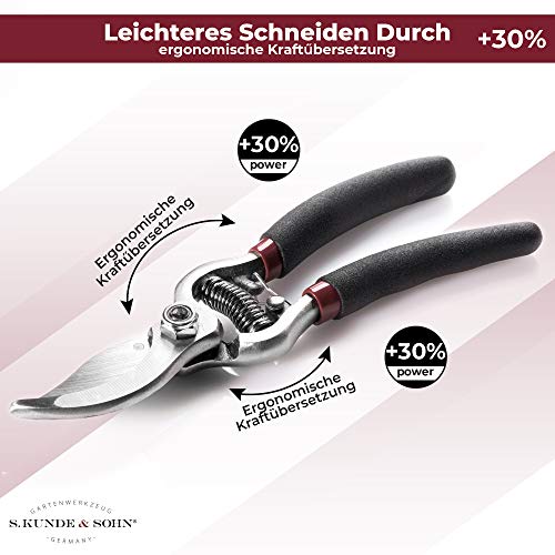 S. Kunde & Sohn Germany â die leichteste geschmiedete Gartenschere SKS6 Tradition + 1 Ersatzklinge GRATIS â ergonomisches Design â Bypass â Rosen-Rebschere â â
20mm â kompl. beschichtet, rostfrei – Bild 8