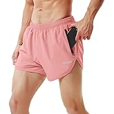 TENJOY Men's Running Shorts Gym Athletic Workout Shorts for Men 3 inch Sports Shorts with Zipper Pocket
