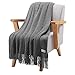 LANGRIA Throw Blanket Soft Decorative Knitted Blanket with Tassels Attractive Wavy Pattern Warm and Lightweight for Sofa Coach Bed at Home and Outdoor Machine Washable Eco-Friendly (50x60-Inch, Gray)