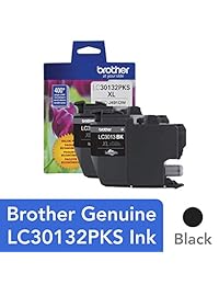Brother LC30132PKS - Juego de 2 cartuchos de tinta negra de alto rendimiento, rendimiento de páginas de hasta 400 páginas cuadros, LC3013