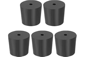 PATIKIL Drilled Rubber Stopper 0.94"-1.1", 5 Pack Tapered Lab Seal Rubber Stoppers Lab Plug with Hole Test Tube Bungs for Fla