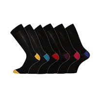 6 Pk Mens Pierre Calvini Cotton Contrast Heel Sock