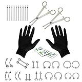 16G and 14G Body Piercing Kit 35 Pieces Belly Tongue Tragus Ear Eyebrow Nipple Lip Nose