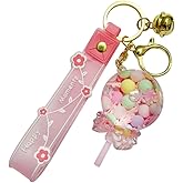 HSYHERE Girls Women Creative Beautiful Floating Candy Lollipop shaple Bottle Keychain Keyrings Key Ring