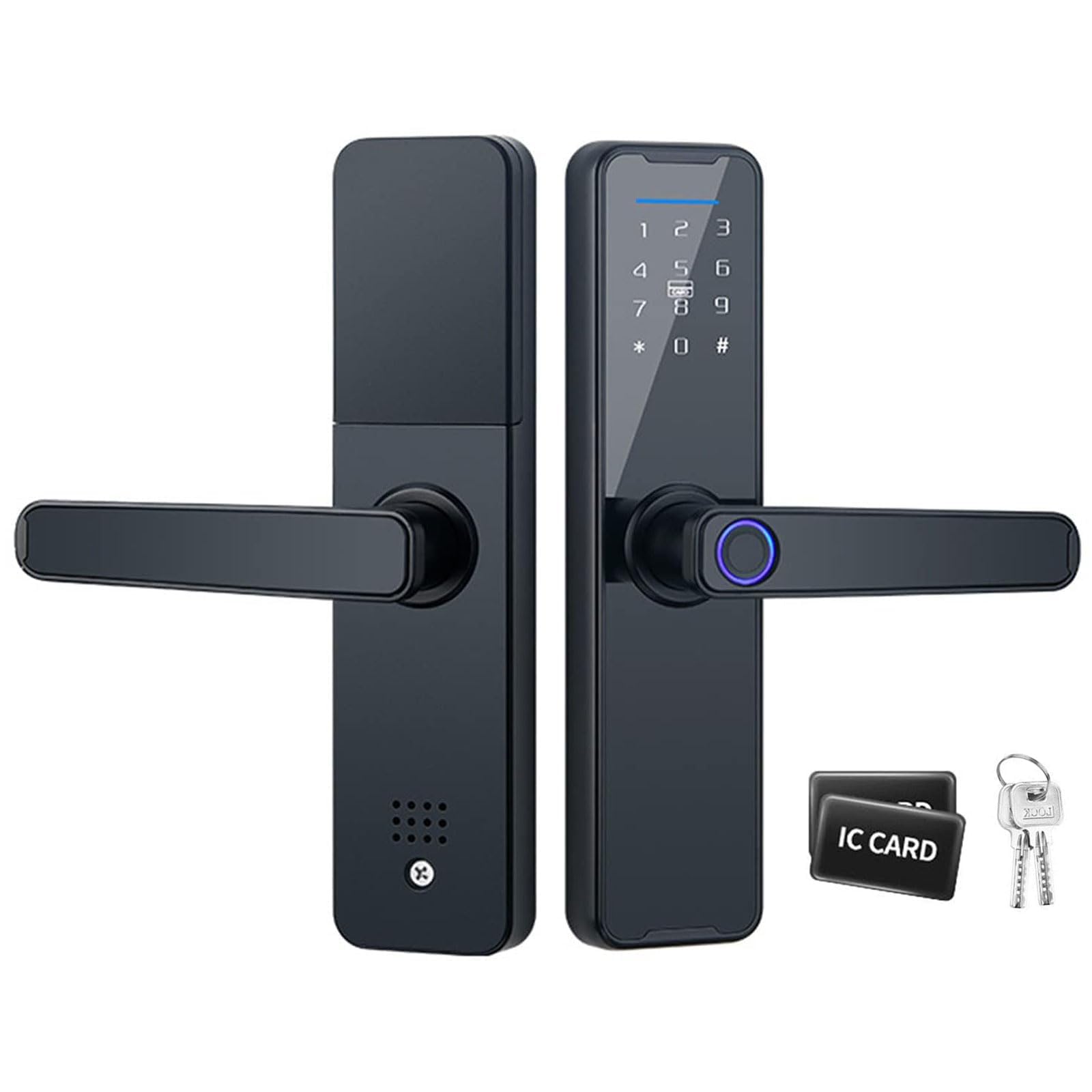 Photo 1 of VLUOO Door Lock Fingerprint Smart Door Lock with Handle, Biometric Door Lock with 2 Mechanical Keys and 2 IC Cards for Hotels, Offices and Homes