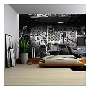 Center Console and Throttles in The Airplane - Removable Wall Mural | Self-Adhesive Large Wallpaper - 66x96 inches